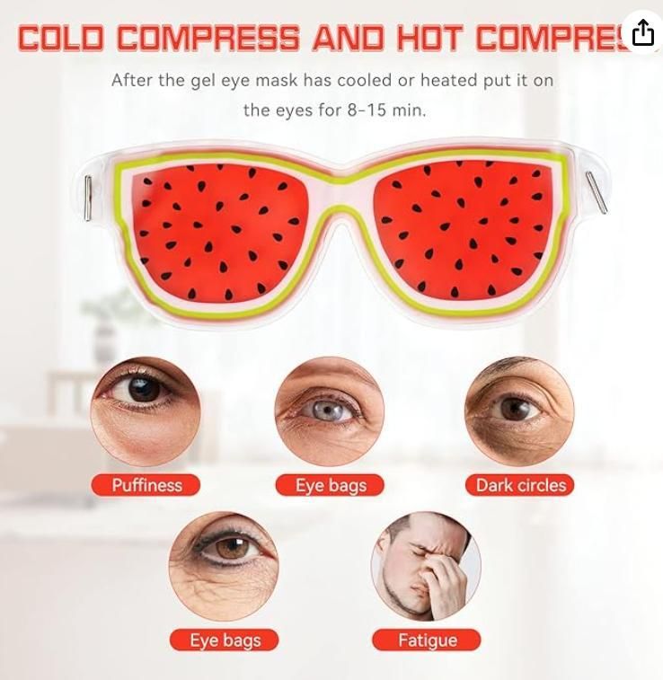 Gel Eye Mask for Dark Circles & Puffiness, Reusable Hot & Cold Therapy (Pack of 2)
