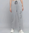 Cotton Blend Straight Fit Trouser for Women (Grey, M)