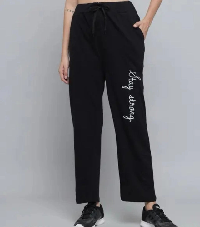 Cotton Blend Straight Fit Trouser for Women (Black, M)